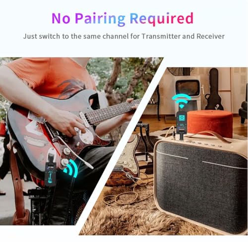 Detalle de Système de Guitare Sans Fil Tiandirenhe 2,4 GHz – 8 canaux, rechargeable, audio en temps réel