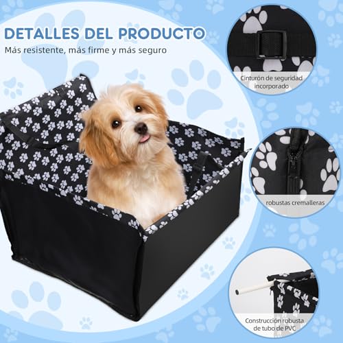 Detalle de Asiento Coche para Perro Wimypet 68x57x33 cm – Impermeable y con Cinturón de Seguridad