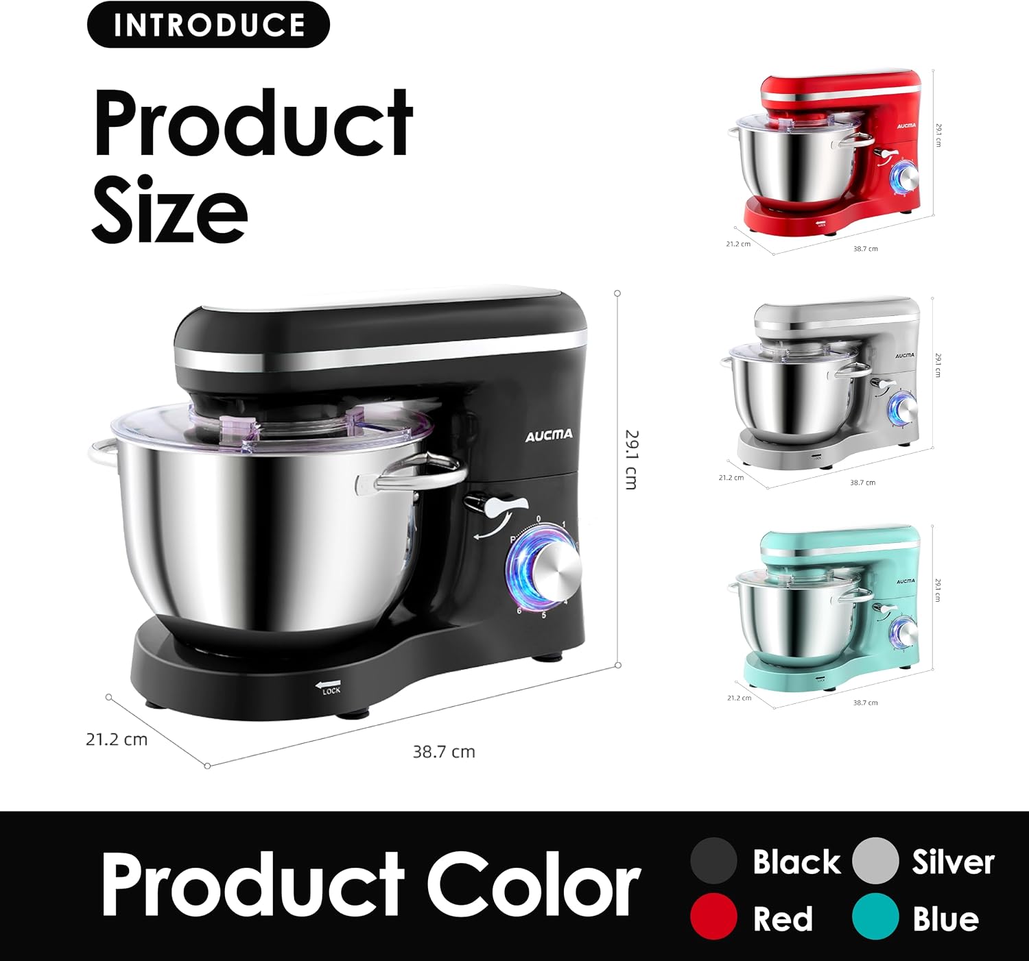 Detalle de Aucma Stand Mixer 6.2L