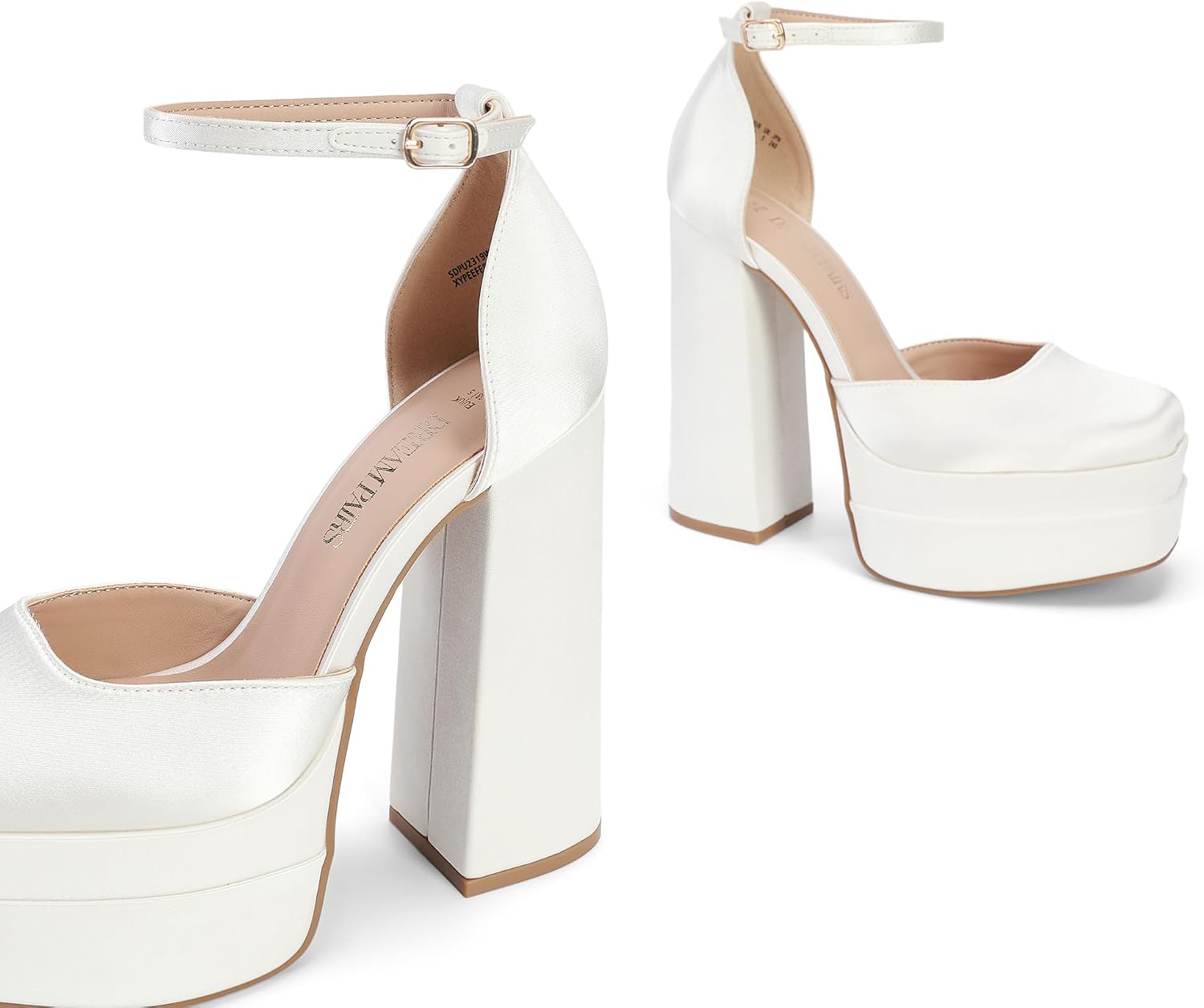 Detalle 2 de DREAM PAIRS Women's High Platform Pumps with Square Toe and Ankle Strap