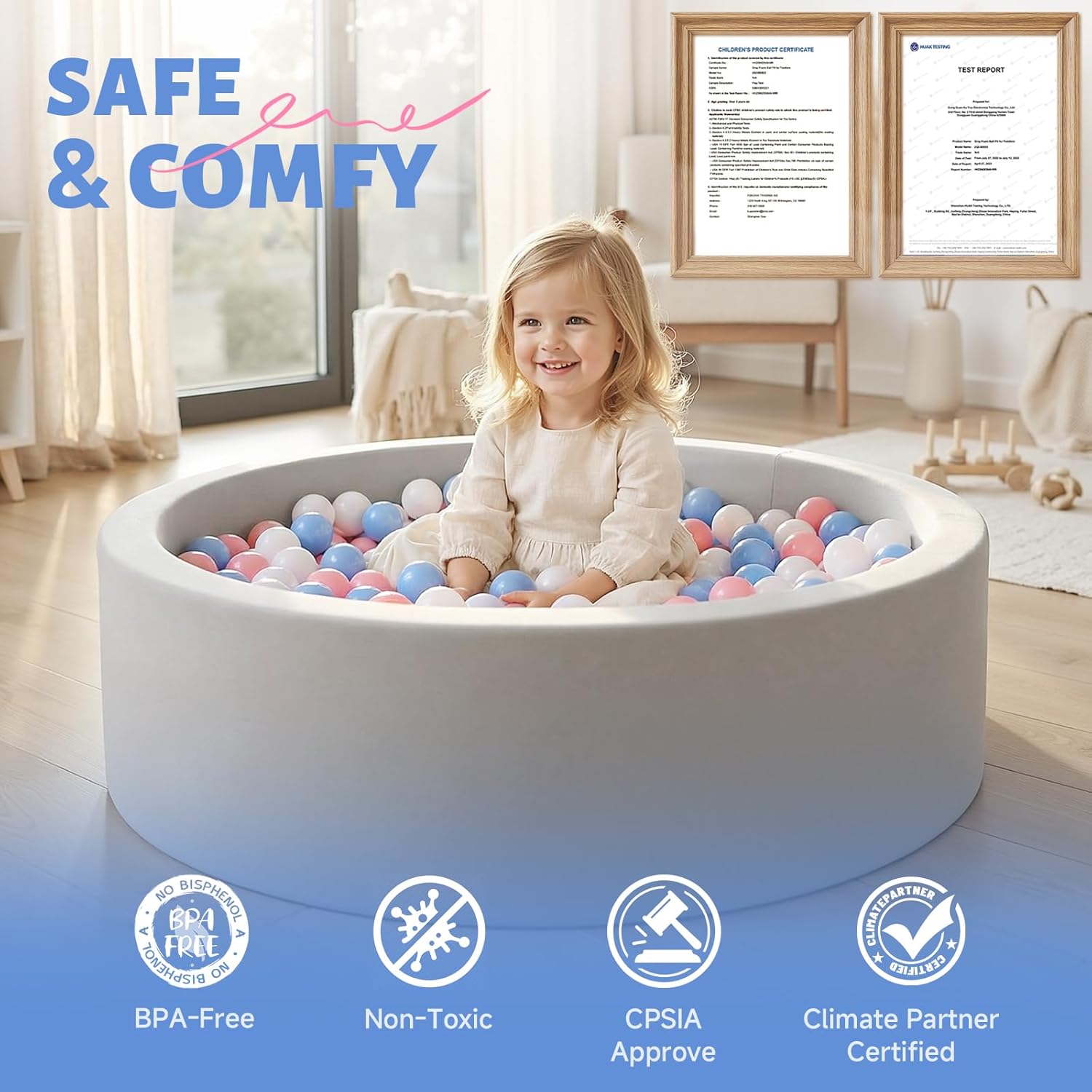 Detalle 2 de Wilwolfer Foam Ball Pit 33.5 in for Toddlers