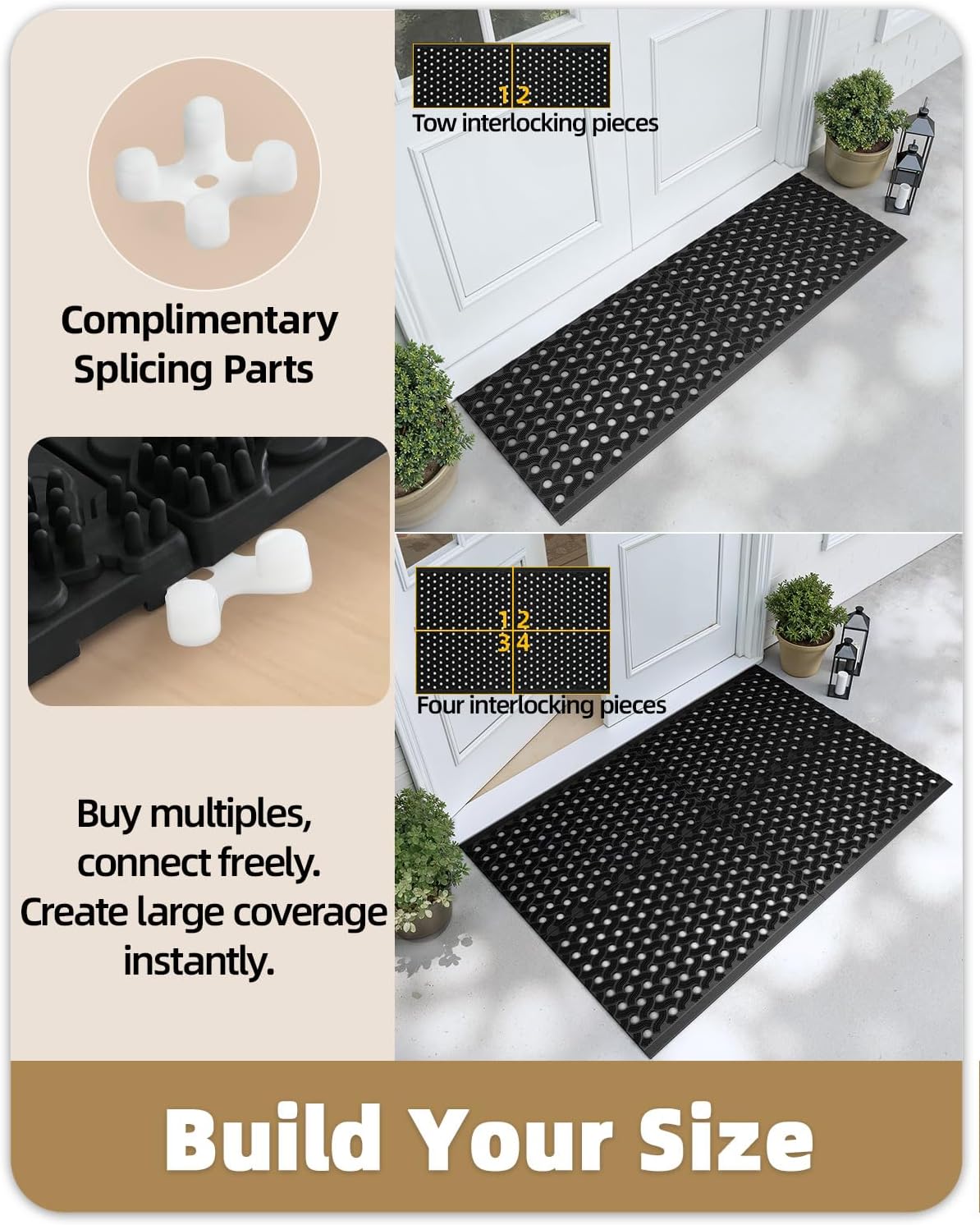 Thumbnail 2 de COLOR&GEOMETRY Zerbino Esterno in TPE Ultra Resistente alle Intemperie – 61x91 cm, Nero