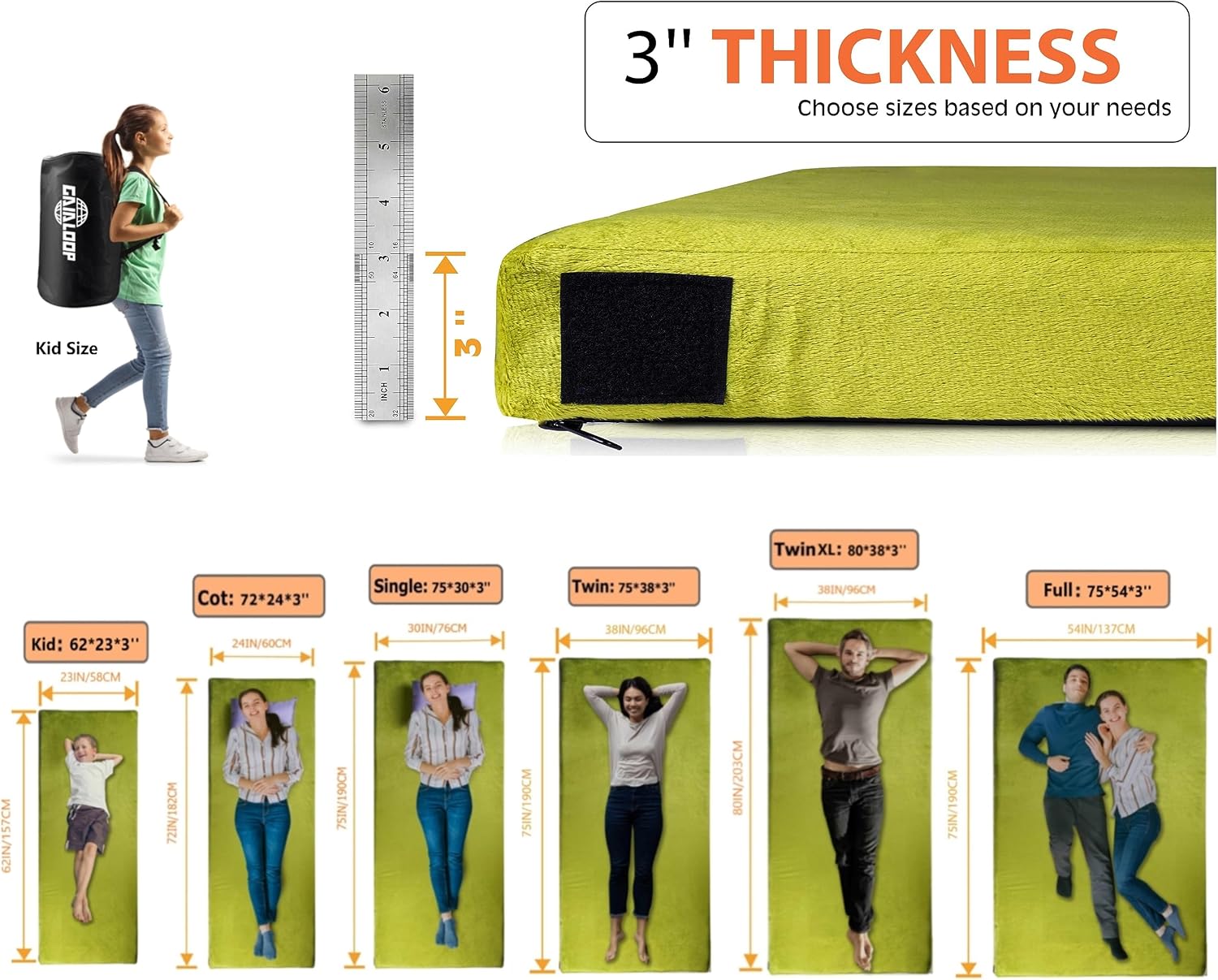 Detalle 2 de GAIALOOP 3 Inch Memory Foam Mattress
