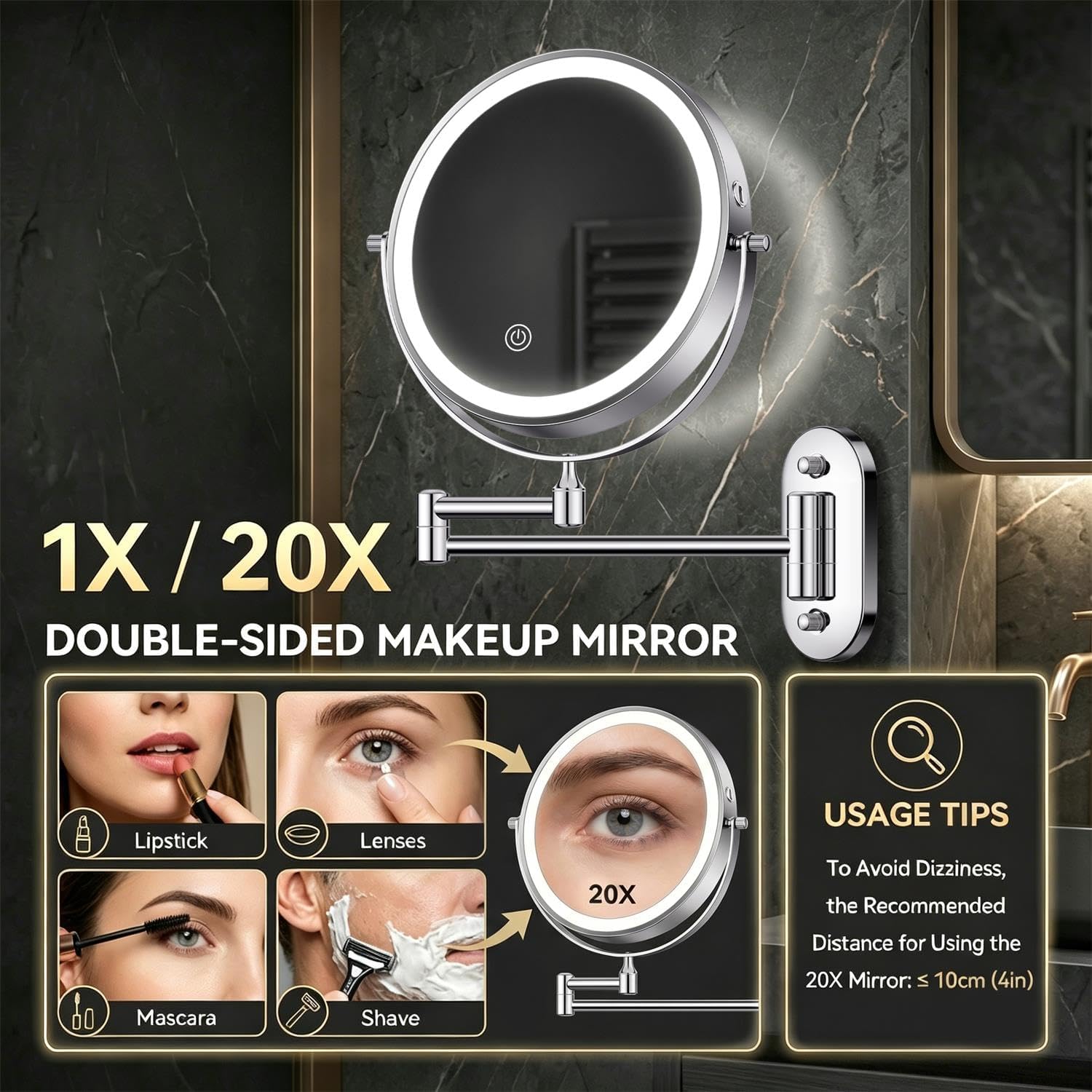 Detalle 2 de Auxmir 8" Wall Makeup Mirror 3200mAh ๐