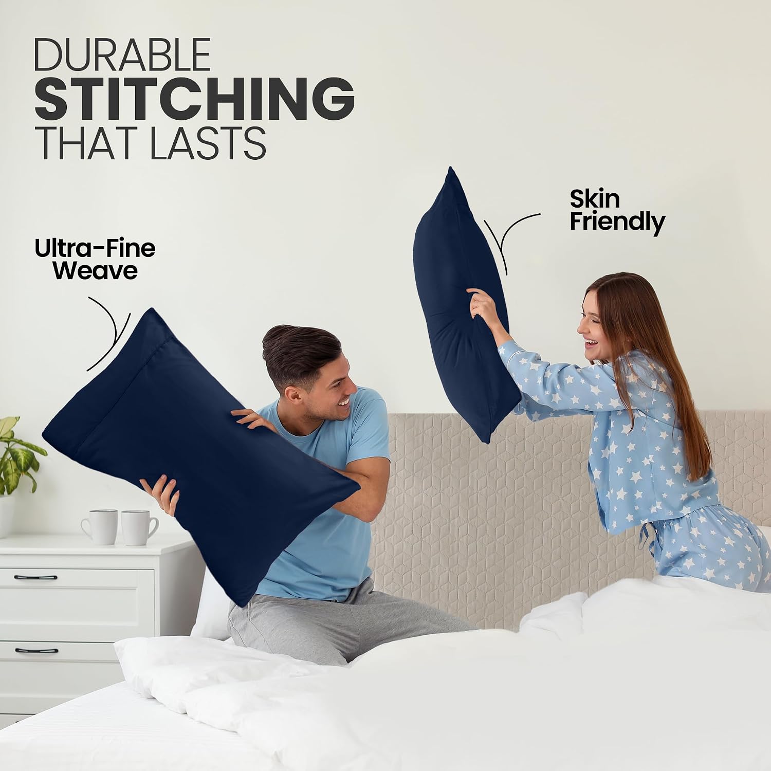 Detalle 2 de Utopia Bedding King Pillowcases, 12-Pack, Navy Microfiber with Envelope Closure