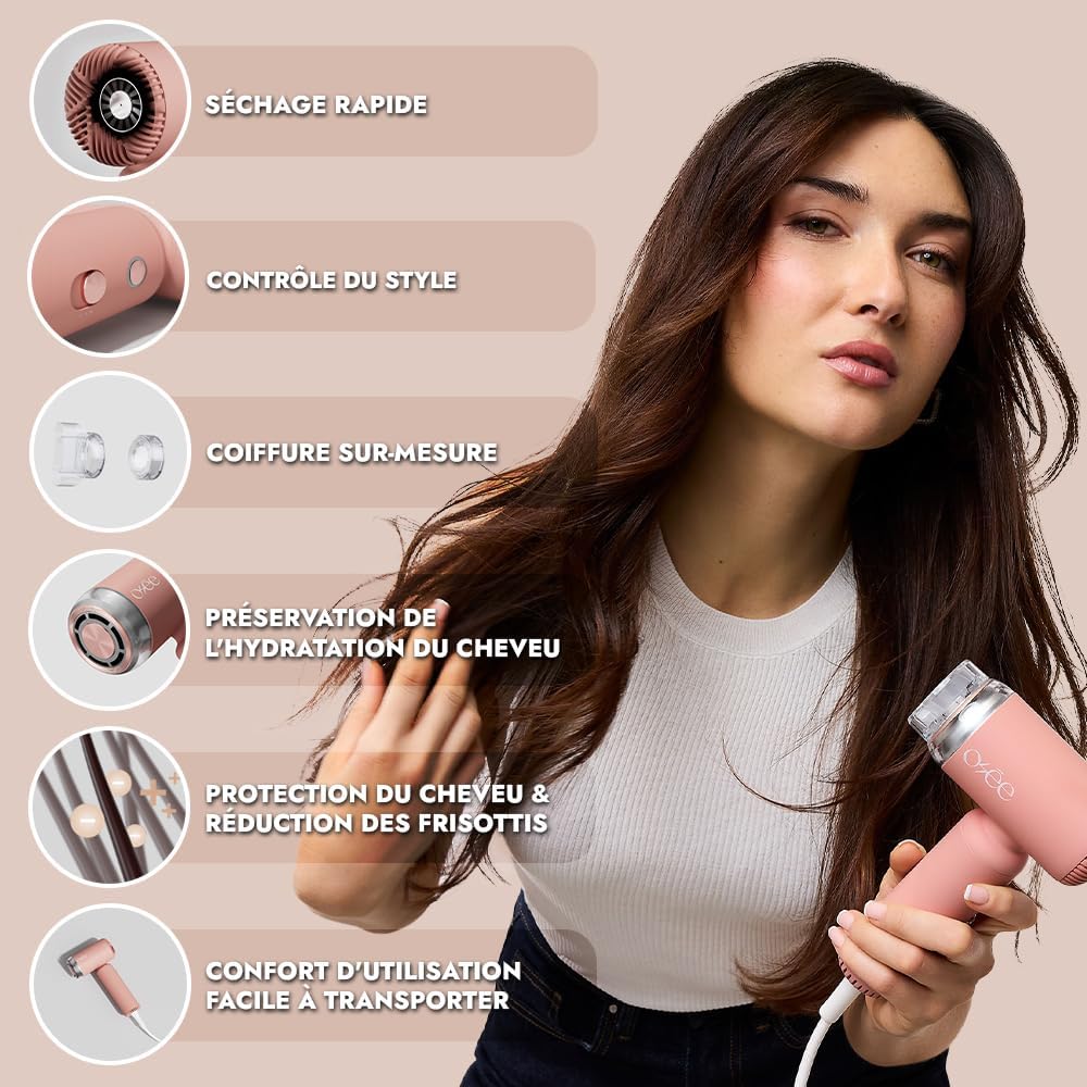 Thumbnail 5 de Osée Hydra Blow : sèche-cheveux puissant 1 300 W, technologie ionique et 2 embouts magnétiques