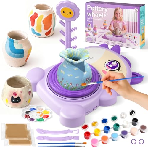 Detalle de Torno de Alfarería para Niños de Luxfizz | Kit completo de pintura y arcilla para 6–14 años