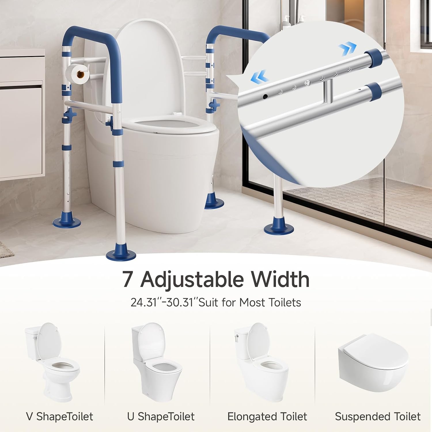 Detalle 2 de Loyoda LTR004 Toilet Safety Frame, Height- and Width-Adjustable, Foldable
