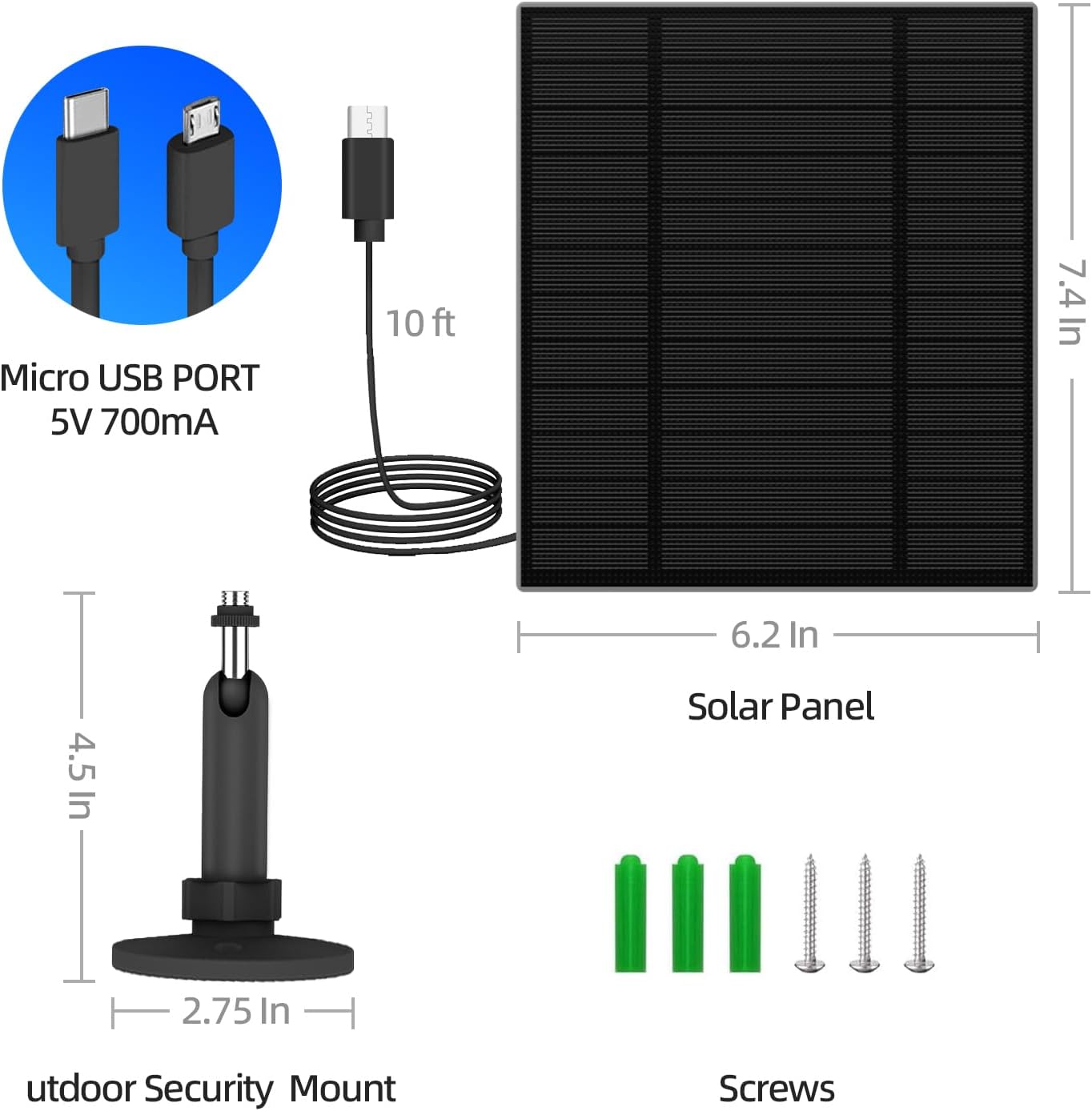 Detalle 2 de 3PC 5W Solar Panel for Security Camera ⚙