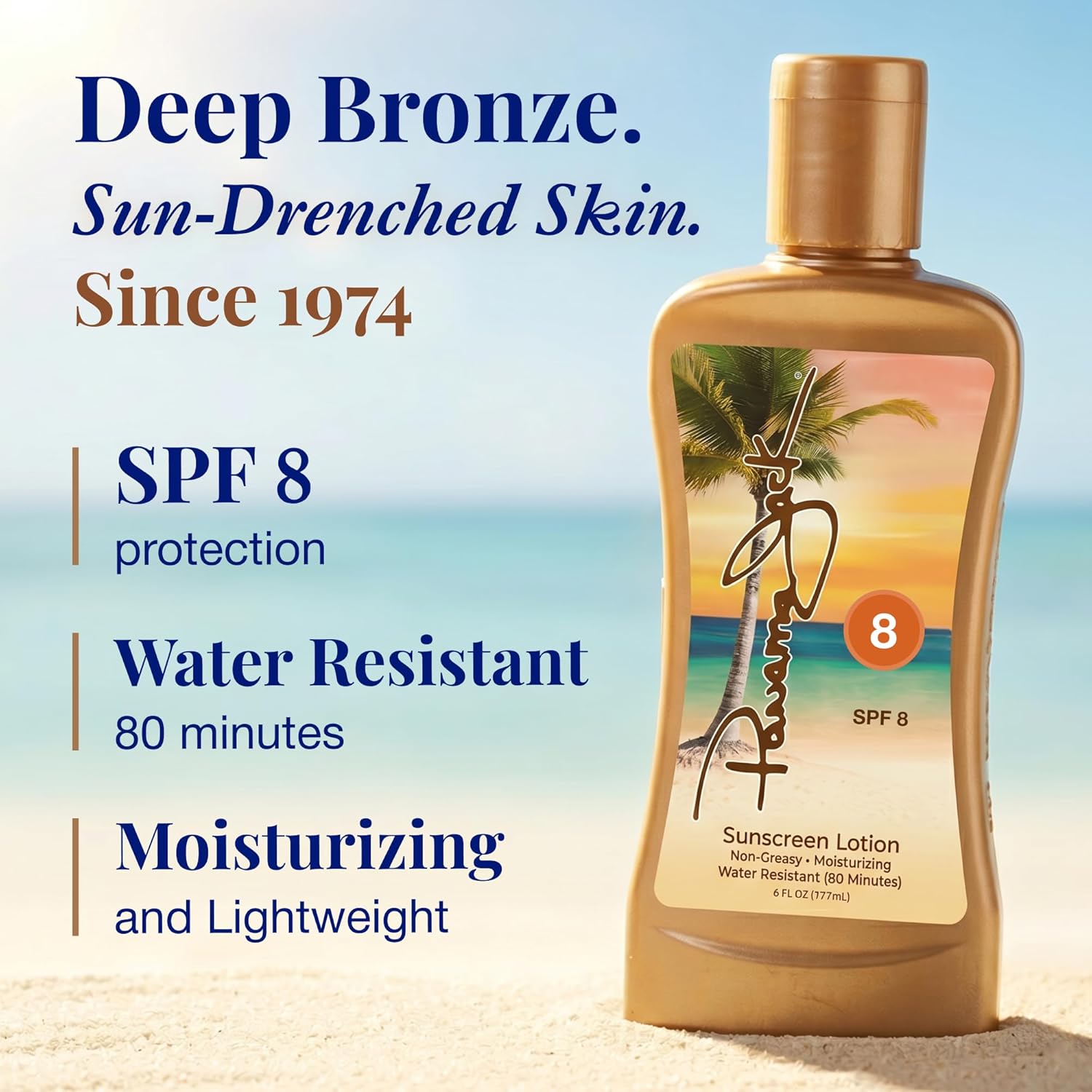 Thumbnail 1 de Panama Jack Sunscreen Tanning Lotion SPF 8: Water-Resistant, Cruelty-Free Moisturizer for Sun Lovers