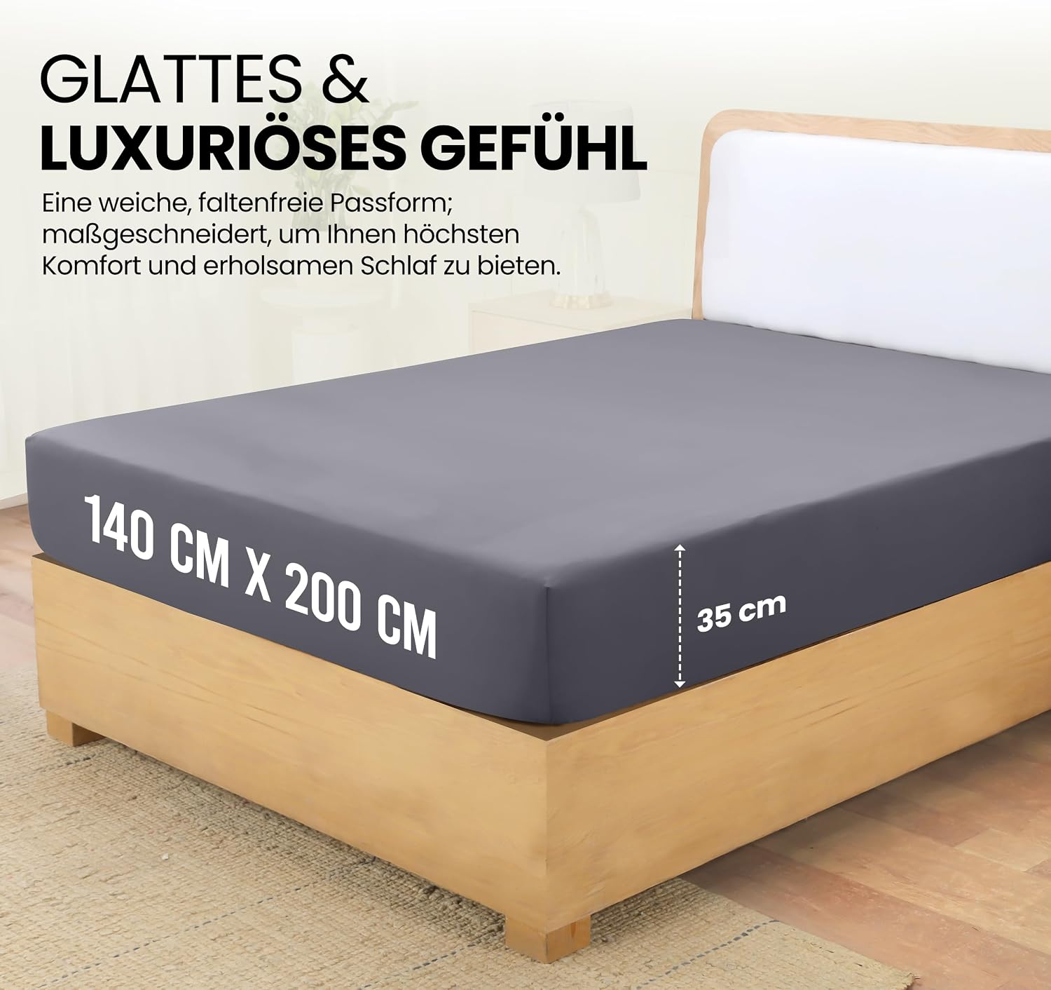 Thumbnail 1 de Utopia Bedding Spannbettlaken 140×200 cm, 35 cm Tasche