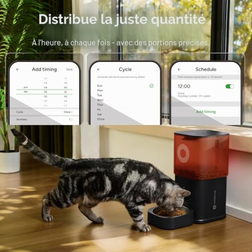 Detalle de MOLLY&CODY Distributeur automatique de croquettes avec caméra, 6 L, Wi-Fi 2,4 GHz