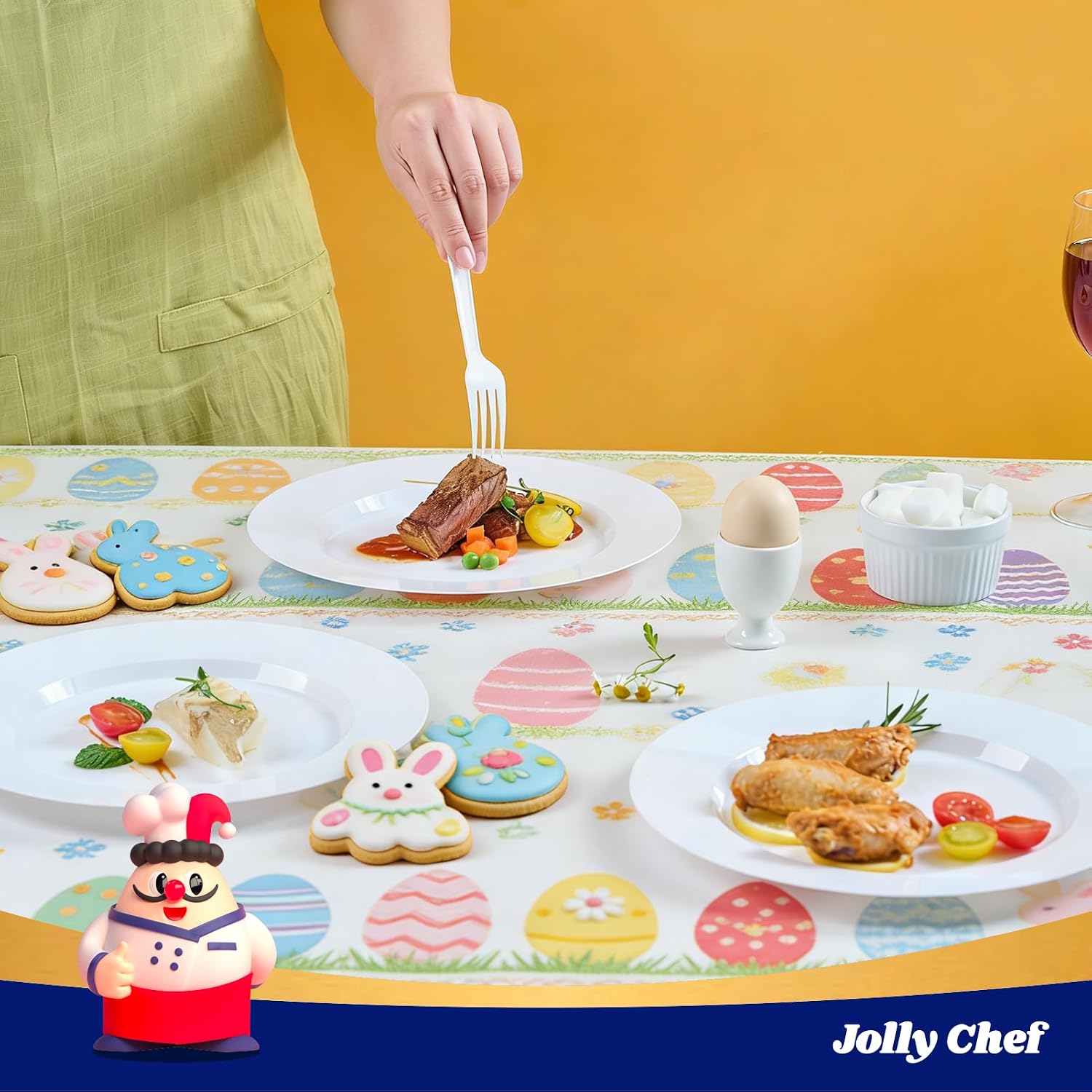 Thumbnail 2 de JOLLY CHEF 100-Piece 10-Inch White Plastic Plates — Elegant Disposable Dinnerware for Weddings and Parties