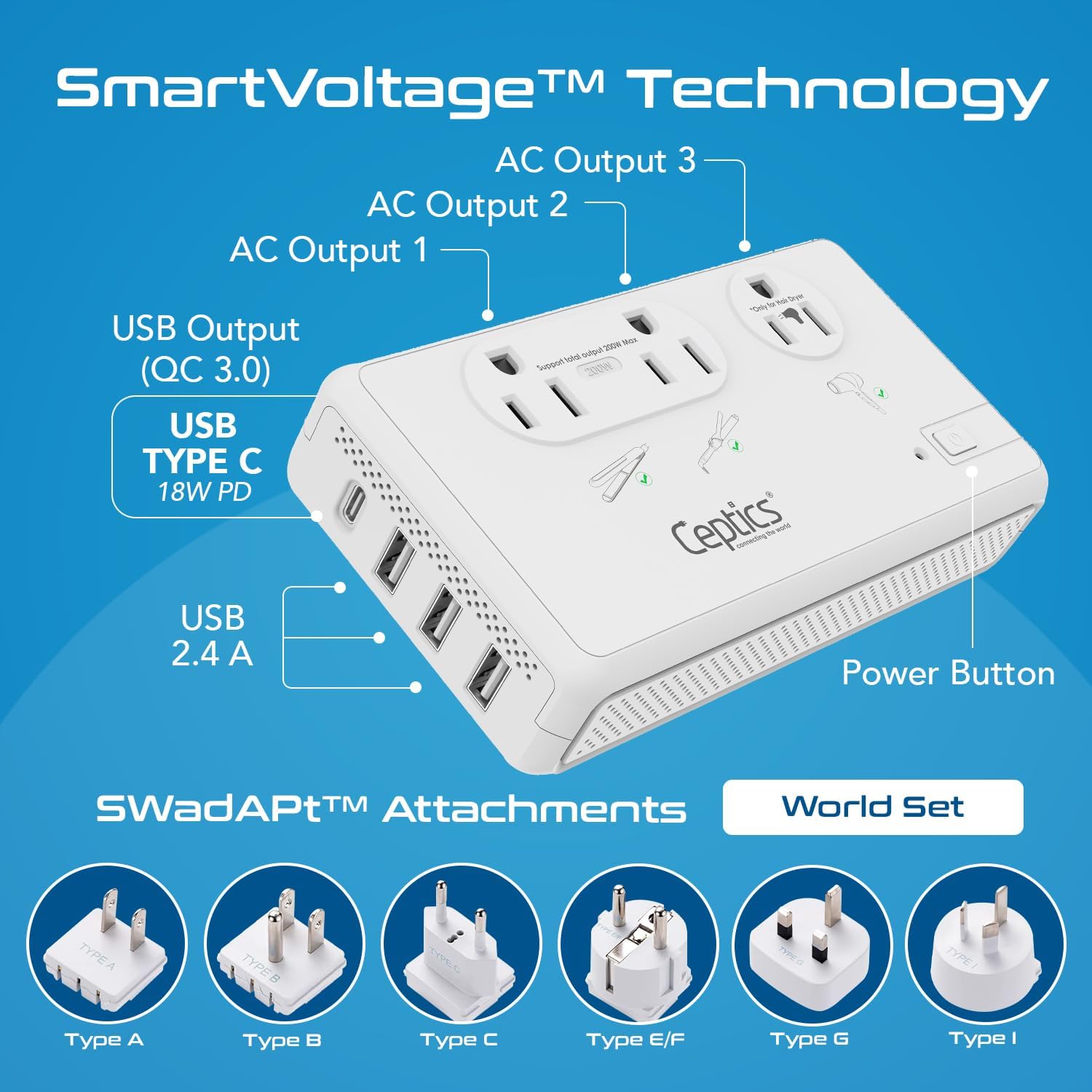 Detalle 2 de Ceptics 2000W Voltage Converter 🔌