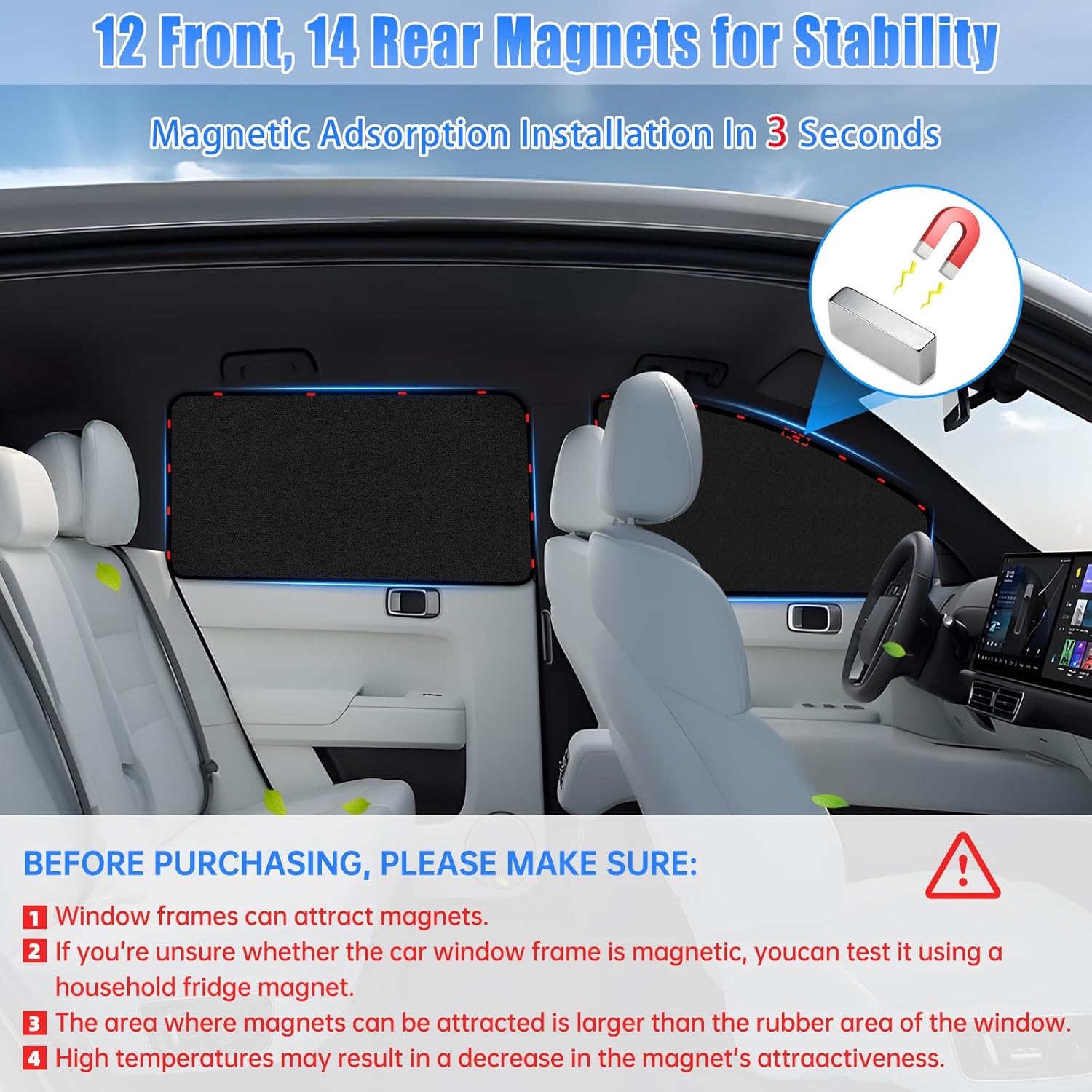 Thumbnail 5 de ZATOOTO Suede Car Window Shades (4PCS) for Privacy, UV Protection & Heat Insulation