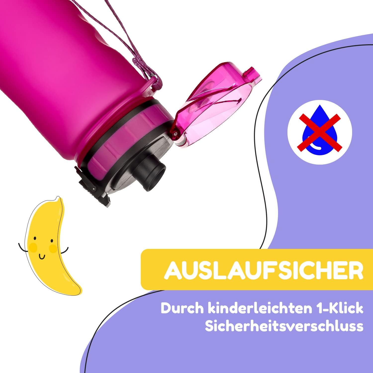 Detalle de schmatzfatz Kinder-Trinkflasche 0,5 L auslaufsicher mit Fruchteinsatz (BPA-frei)