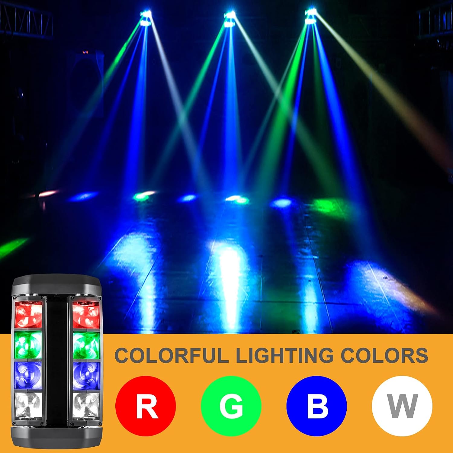 Thumbnail 1 de ZKYMZL Spider Moving Head LED-lampa med RGBW, ljudstyrning och DMX512