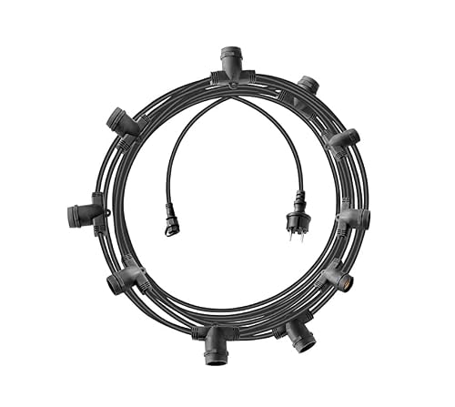 Detalle de TEMPO DI SALDI Cordoniera New-Lamps con 10 Porta Lampada E27 – 10 metri, interno/esterno