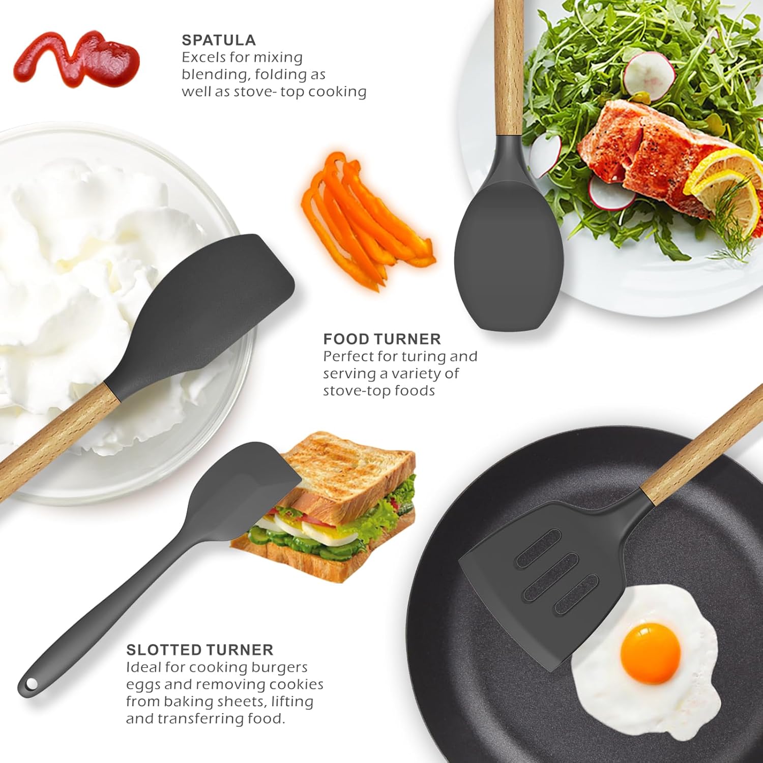 Thumbnail 2 de oannao Silicone Cooking Utensils Kitchen Utensil Set (BPA-Free) — Heat Resistant up to 446°F