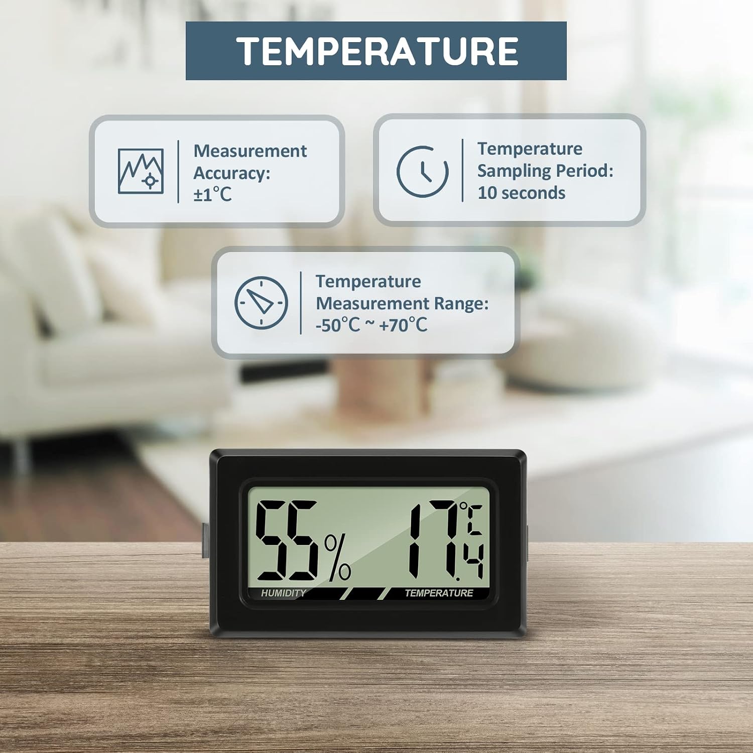 Detalle de Thlevel Mini Thermo-Hygrometer 8er-Set für Innenräume 🌡