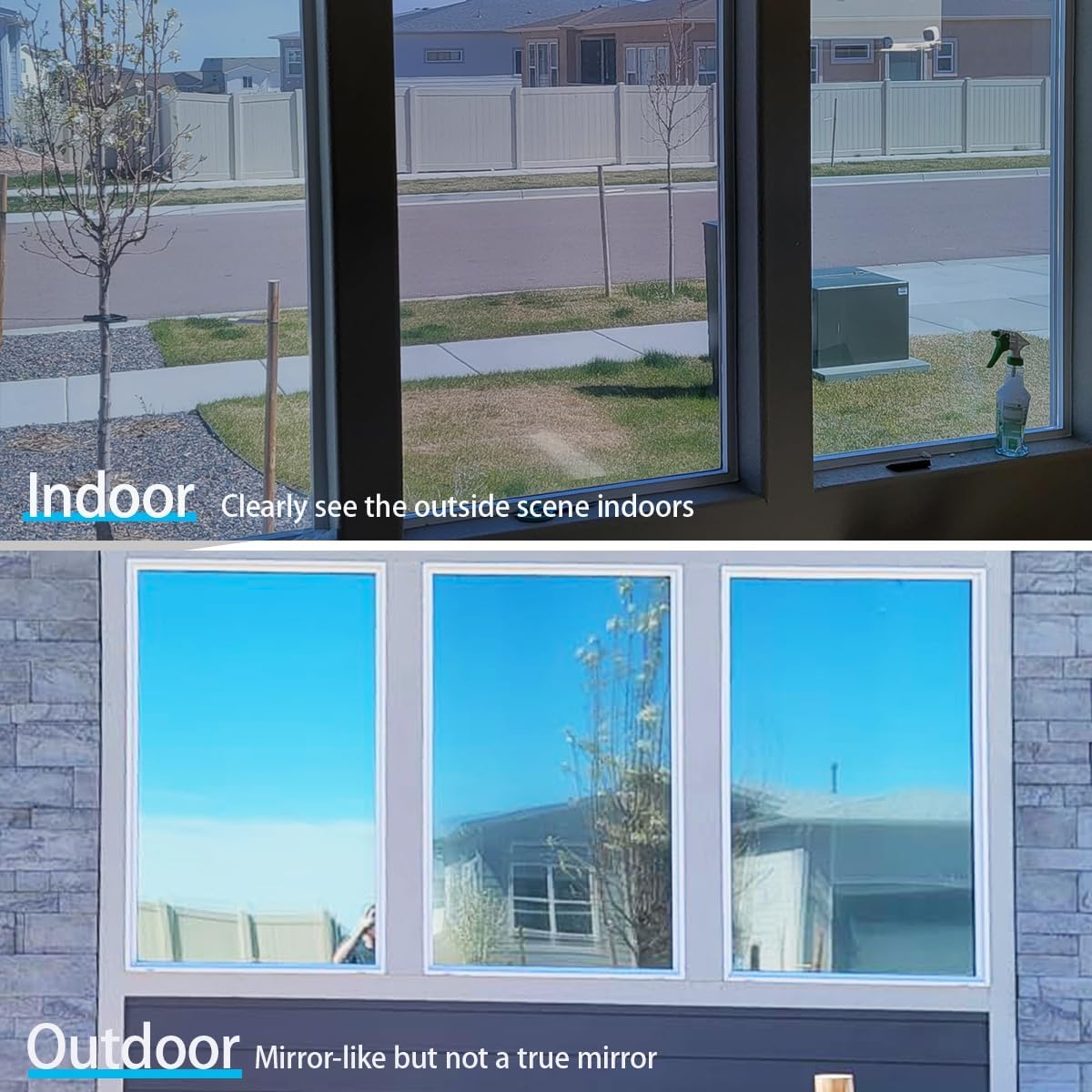 Thumbnail 5 de Zindoo One Way Privacy Film for Glass Windows, Reflective Mirror Tint (Silver) 59.5x400 cm
