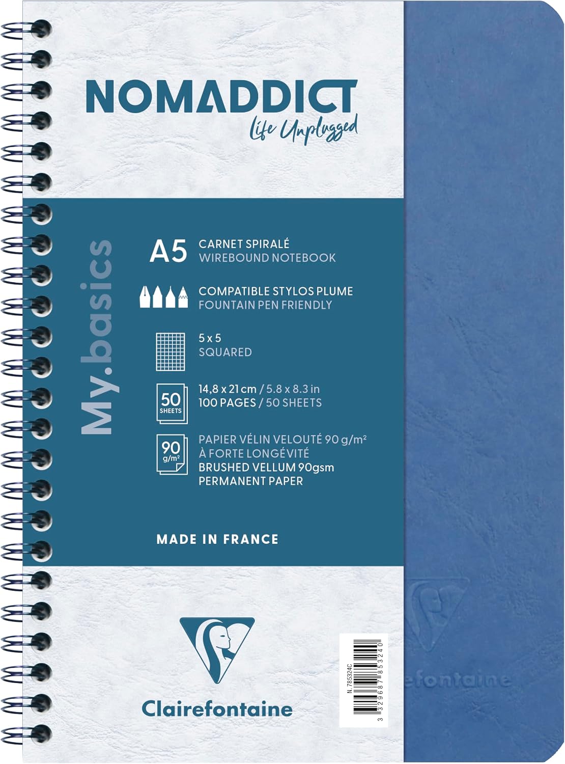 Thumbnail 6 de Clairefontaine 785322C Age Bag Quaderno a spirale rosso A5, 100 pagine a quadretti piccoli, carta Bianca 90 g, copertina lustrée cuoio