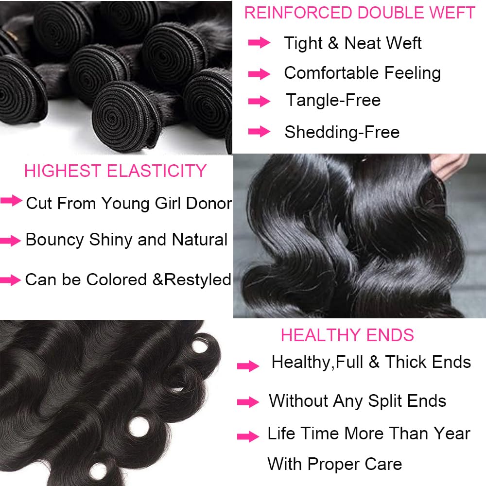Thumbnail 1 de Caplina 16A Body Wave Human Hair Bundles (16–22 Inch) — 4 Bundles, Natural Black