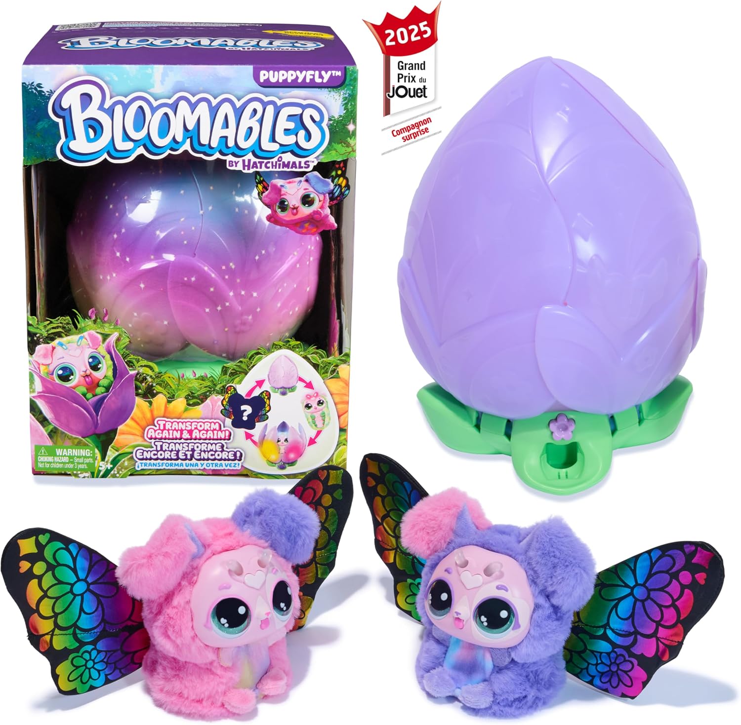 HATCHIMALS Bloomables Ma Fleur Magique PuppyFly : peluche interactif à transformation (100 sons & réactions)
