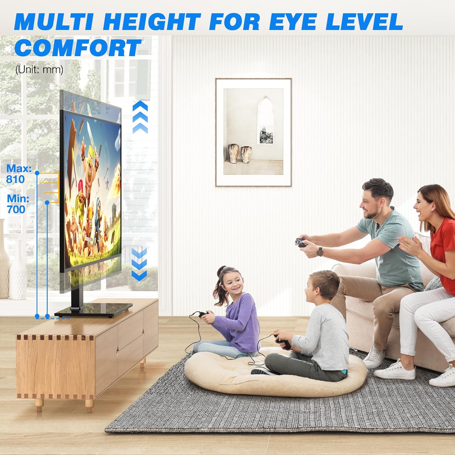 Thumbnail 3 de Support TV de bureau 5Rcom pour téléviseurs 32 à 70 pouces, VESA jusqu’à 400x400 mm, base en verre 8 mm