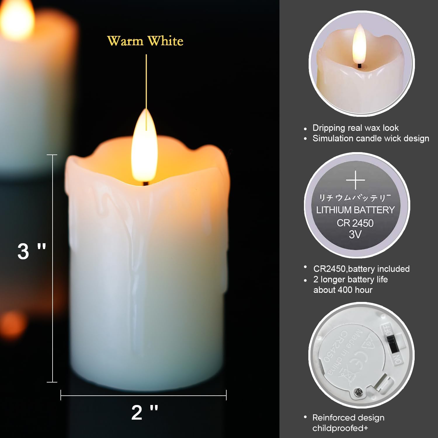 Detalle 2 de Homemory Real Wax Flameless Tealights 6 Pack 🕯