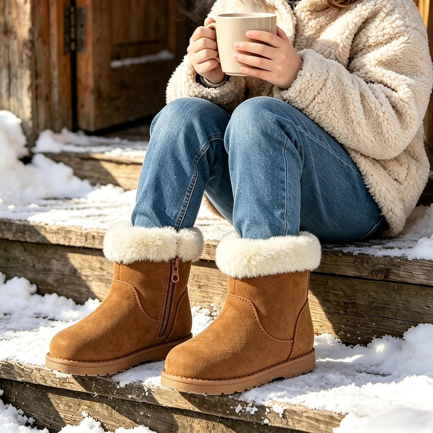 Detalle de Vonair Girls' Short Winter Boots with Faux Fur