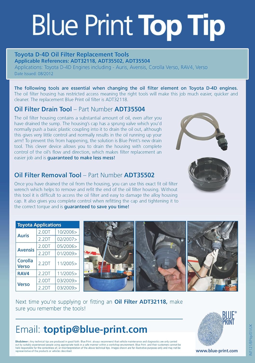 Detalle 1 de Blue Print ADT35502 Oil Filter Removal Tool (3/8" drive)