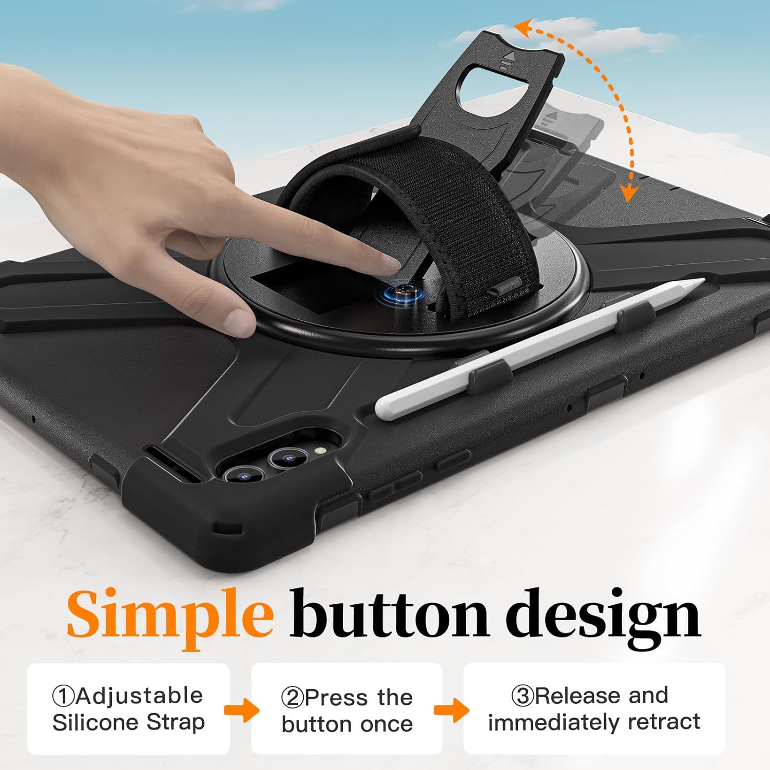 Detalle de Case for Samsung Galaxy Tab S11 Ultra 2025 SM-X930X936/X936B 14.6 inch — Shockproof Military-Grade Case with Screen Protector, Wristband and Straps