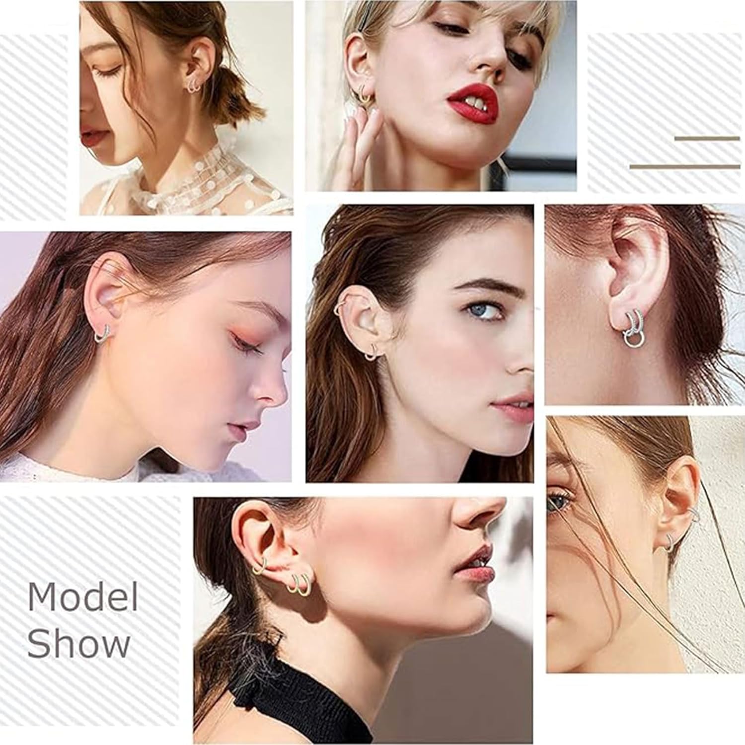 Thumbnail 5 de Wynn's S925 Sterling Silver Hoop Earrings with Cubic Zirconia (8mm/10mm/12mm) – Rose Gold Plated