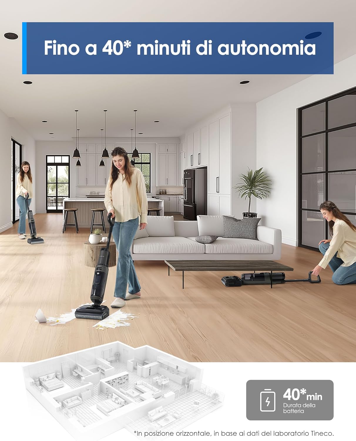 Thumbnail 4 de Tineco FLOOR ONE i6 Stretch: Aspirapolvere e Lavapavimenti 2 in 1, design piatto e autonomia fino a 40 min