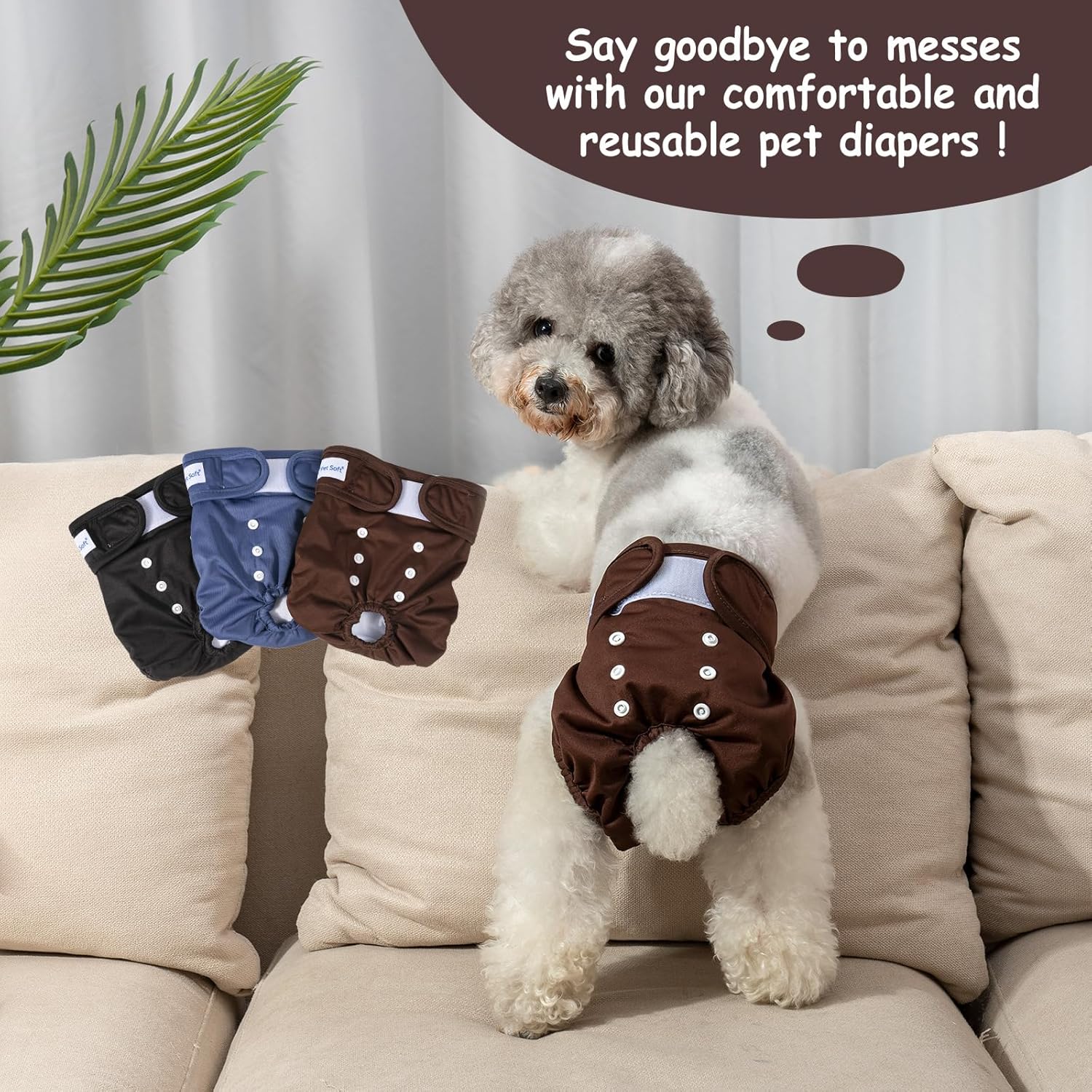 Thumbnail 6 de Pet Soft Dog Nappies Female (3 Pack) Large – Washable, Leak-proof Dog Period Pants