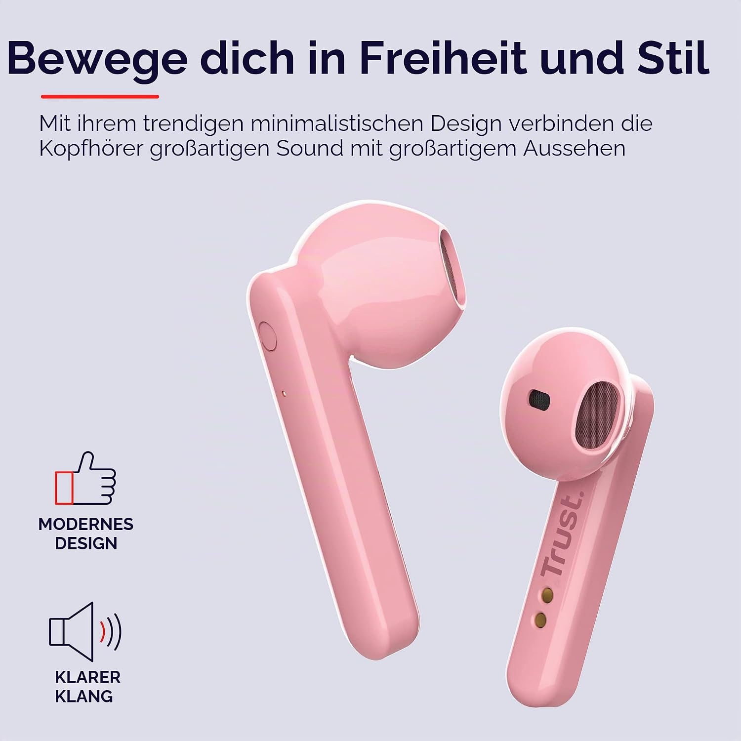 Thumbnail 4 de Trust Mobile Primo Touch: In-Ear Bluetooth Kopfhörer, Rosa – bis zu 10 Stunden Wiedergabe mit Ladecase