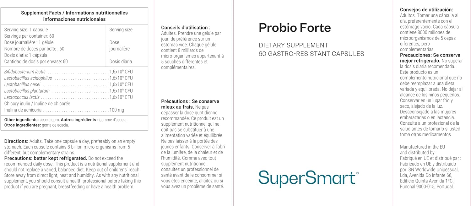 Thumbnail 1 de Probiotique Flore Intestinale – Renforce Flore Intestinale et le Système Immunitaire, 60 Gélules (8 Milliards par gélule) – Vegan, Sans Gluten