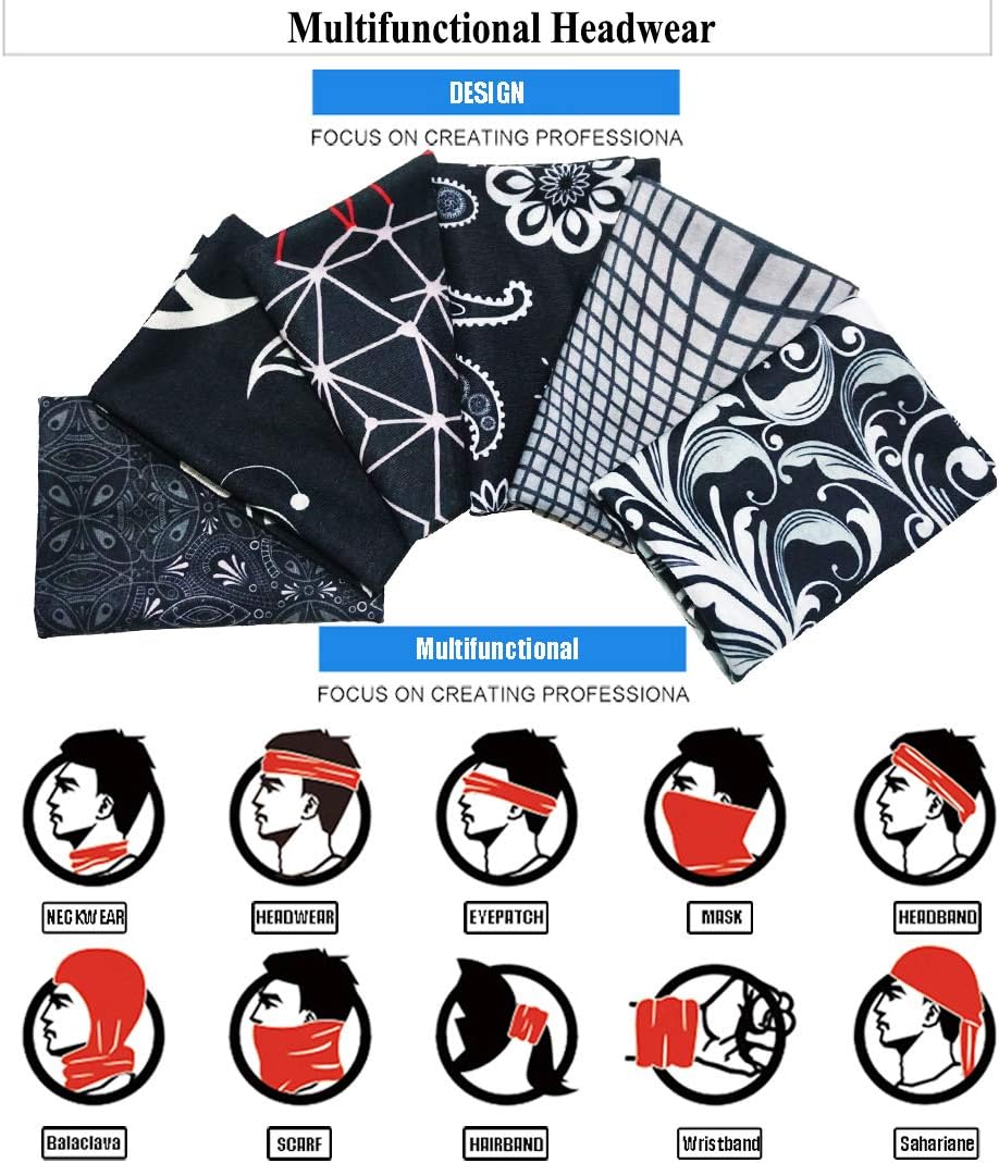 Detalle 2 de 6er-Set nahtlose Bandanas Multifunktionstuch – elastische Schlauchschals für Yoga, Laufen & Co.