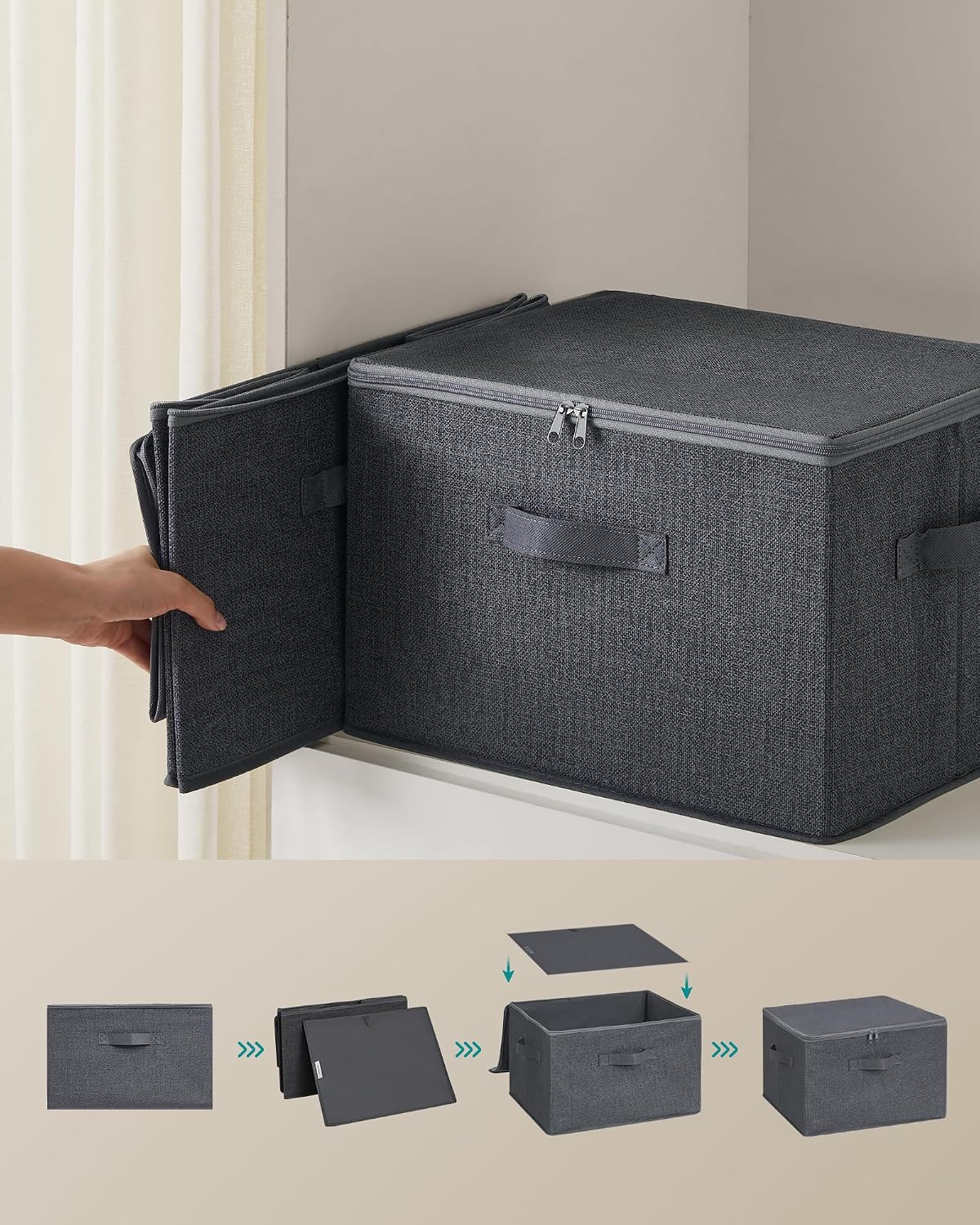 Detalle de SONGMICS TINA Collection RZB003G02 opbergdozen met deksel, set van 6, 40 x 30 x 25 cm