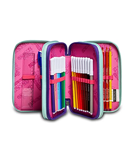 Detalle 2 de Seven Astuccio Scuola Elementare 3 scomparti, Pinkypois Girl – nero/lilla