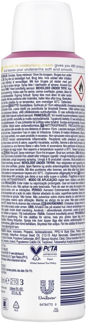Detalle 2 de Dove Deodorante Spray Classic Care Floral (protezione fino a 48 ore), con 1/4 di crema idratante, 6 x 150 ml