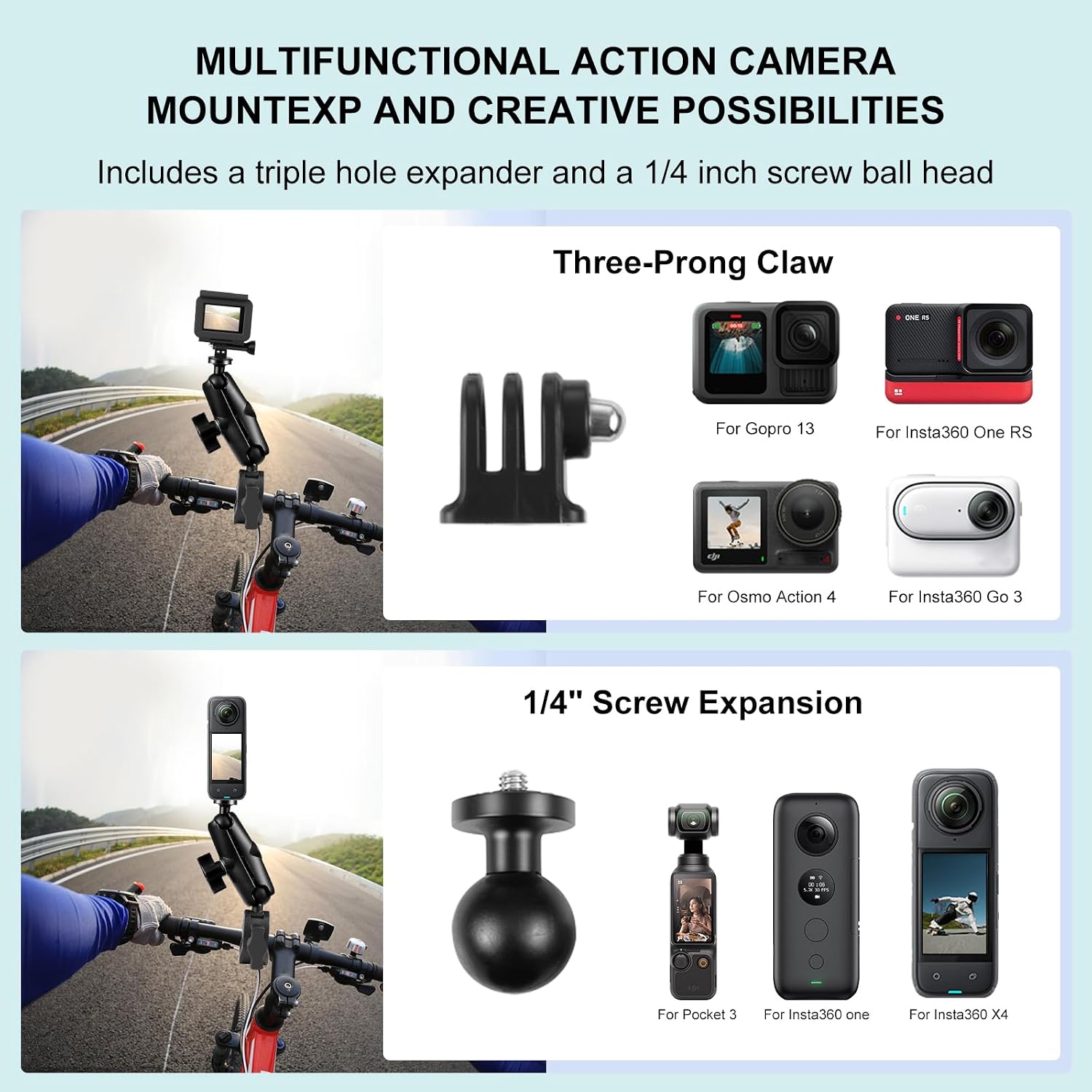 Detalle 2 de PULUZ Insta 360 Motorcycle Mount kit 150cm