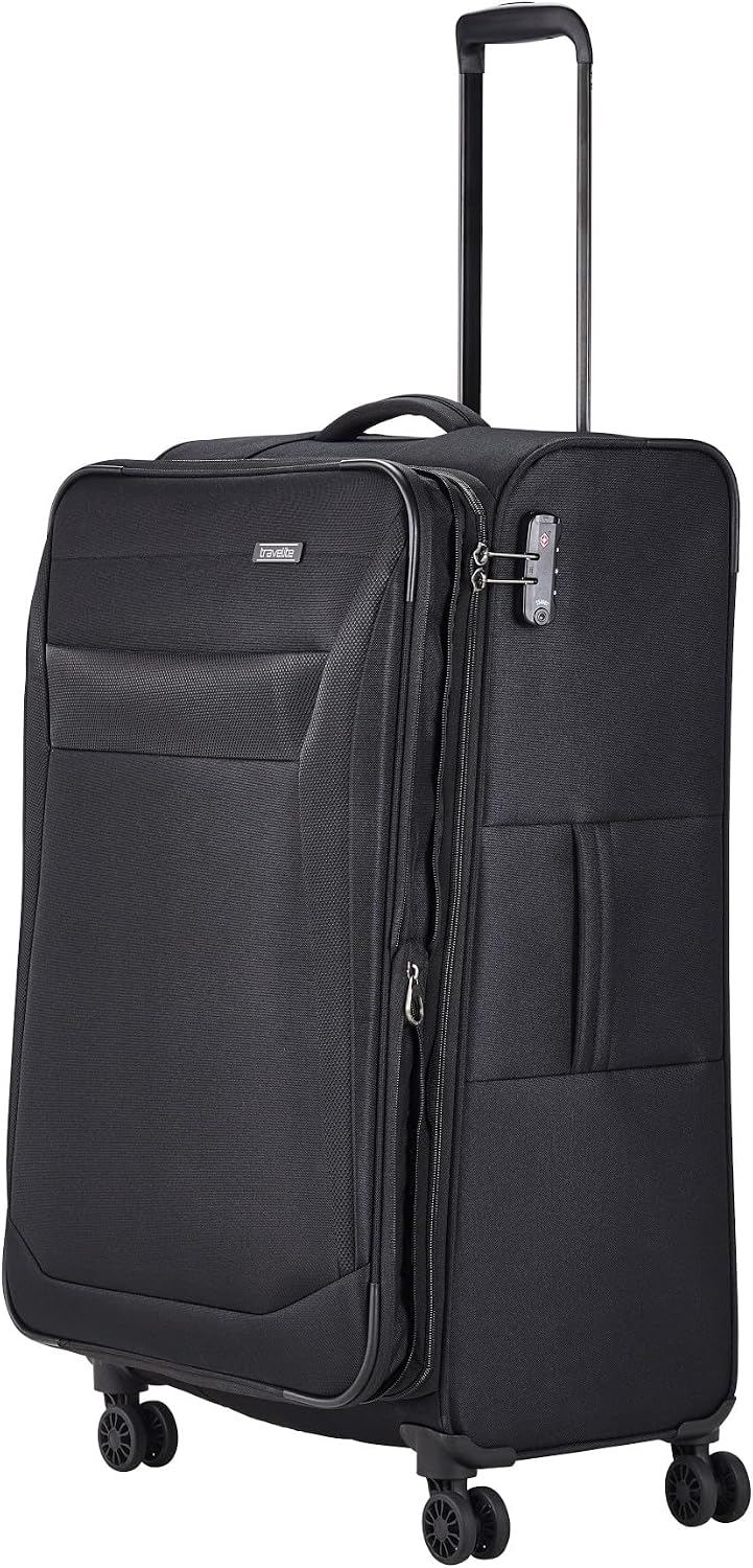 Detalle de Travelite Chios 78 cm Weichschale Koffer – 90–97 L, Dehnfalte, Kantenschutz, TSA-Schloss