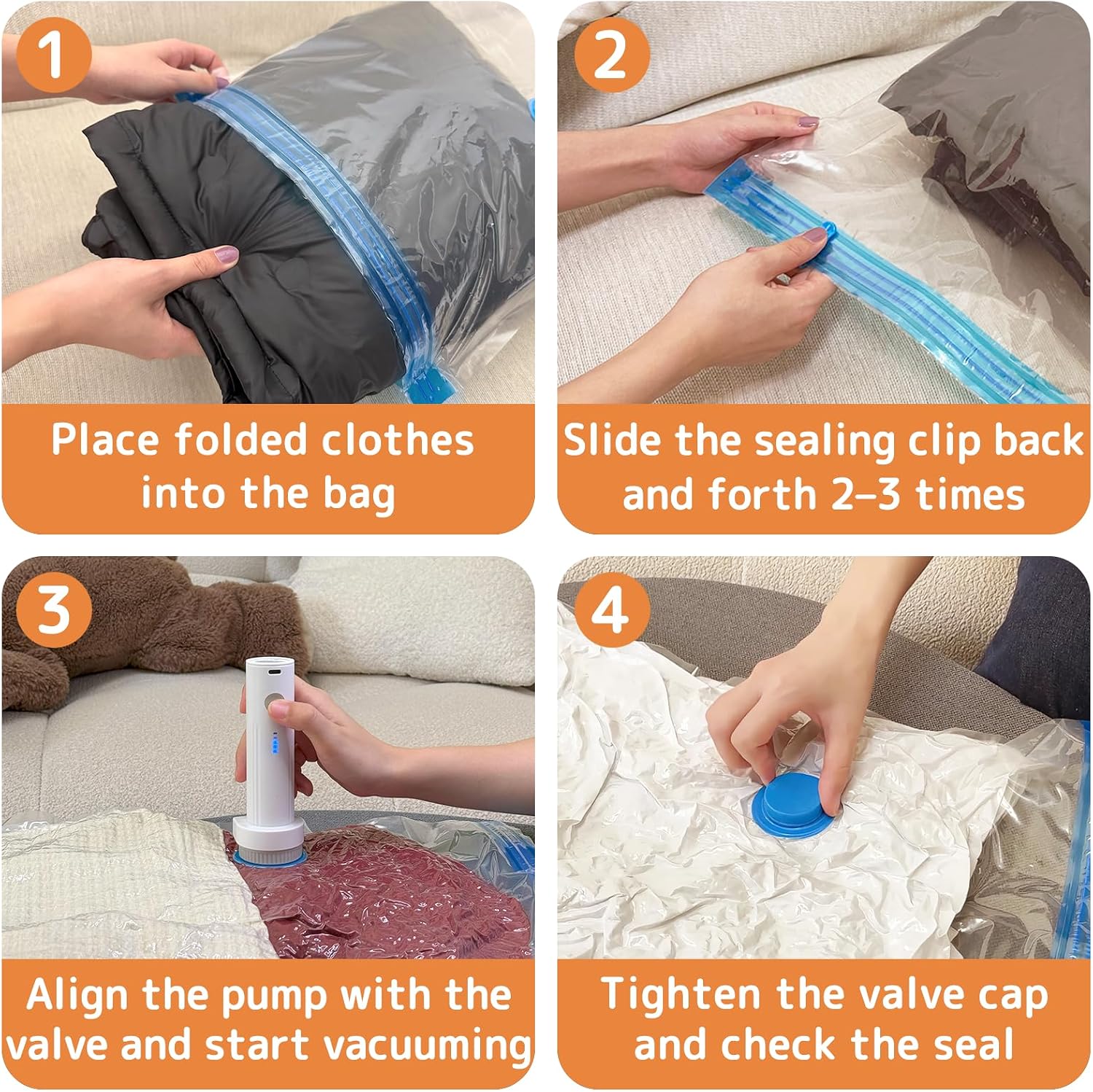 Thumbnail 6 de 12 Pack Vacuum Bags for Travel with Rechargeable Air Pump