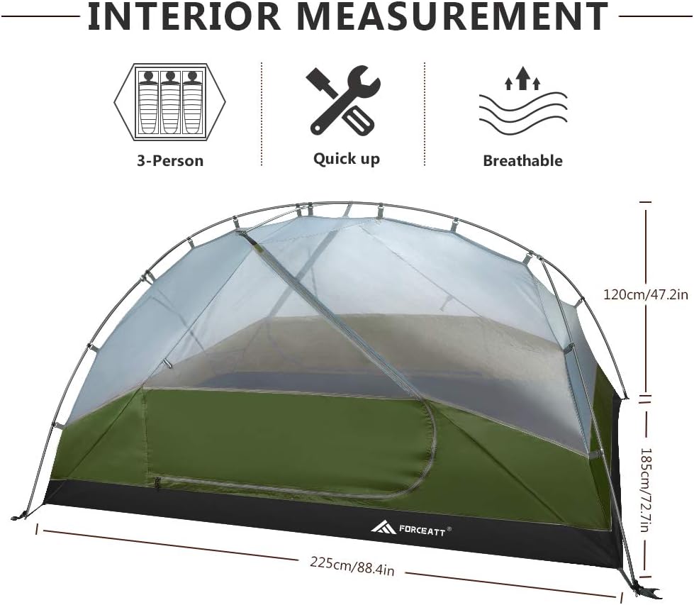 Detalle de Forceatt Tent for 2–3 People: Waterproof, Windproof, Lightweight Backpacking Shelter