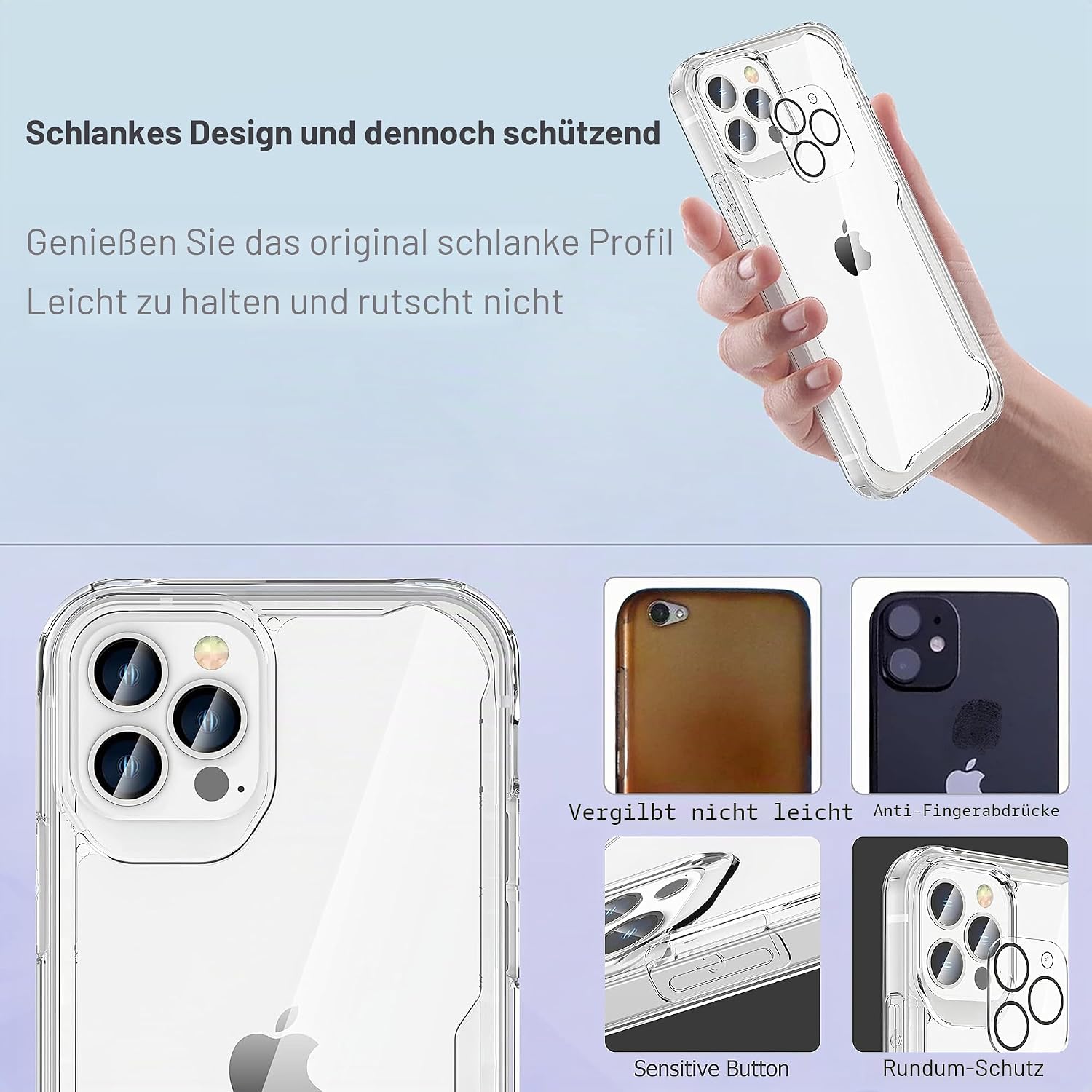Thumbnail 5 de ORETECH Hülle für iPhone 12 Pro Max 6,7" – transparent mit Displayschutzfolien und Kameraschutz