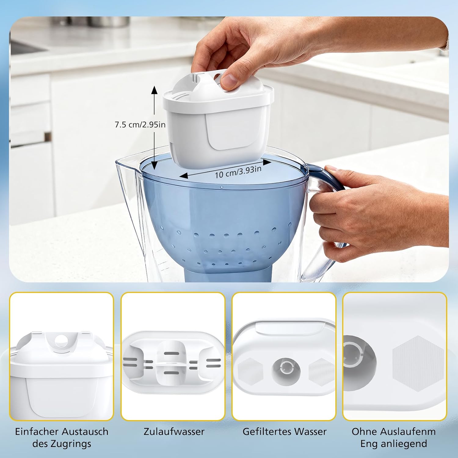 Detalle 2 de VILLAPOOL 12er Pack Wasserfilterkartuschen – kompatibel mit Brita Maxtra+/Marella/Style & Co.