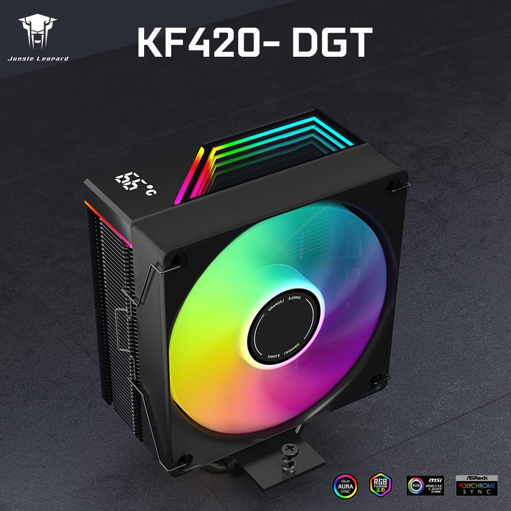 Thumbnail 1 de Jungle Leopard KF420 DGT ARGB Digital air CPU cooler with PWM fan (LGA/AM4 & AM5)