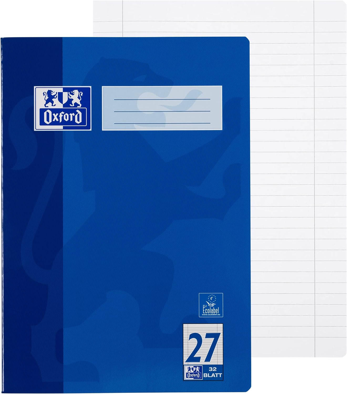 Detalle de Oxford Schulheft A4, 32 Blatt, Lineatur 27, liniert, 10 Stück – robust und zuverlässig